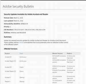 Adobe Reader/Acrobatに脆弱性、最新版にアップデートを
