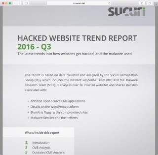 Sucuri、2016第3四半期のWebサイトのサイバー攻撃動向を発表