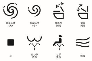 おしり、ビデ等の「トイレの操作ピクトグラム」、メーカー横断で標準化へ