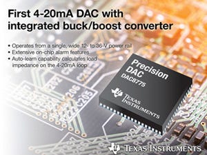 TI、降圧/昇圧コンバータ内蔵の単一電源動作4-20mA高精度DACを発表
