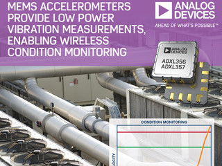 ADI、高い周波数でも低ノイズを実現したMEMS加速度センサを発表