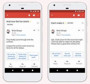 Google、Gmailに機械学習で返信を自動作成する機能「スマートリプライ」