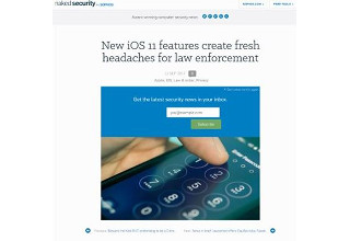 プライバシー擁護者には賞賛、警察には悩みの種？「iOS 11」 - Sophos naked security