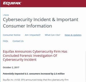 Equifaxの情報漏洩、被害者は250万人増の1.45億人に - 調査が完了