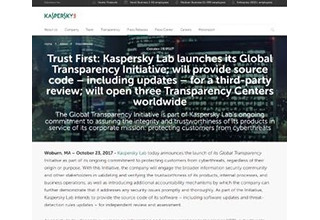 Kaspersky Lab、ソースコードを第三者機関提供など透明性への取り組み強化