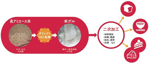 「米ゲル」の生産・加工の流れ