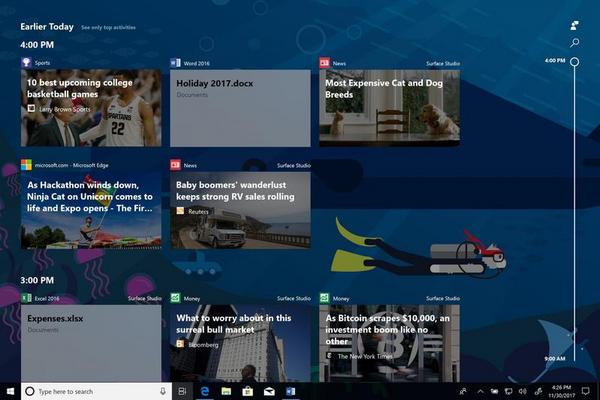 右のスクロールバーでより過去のアクティビティを選択できる - 資料: Microsoft提供