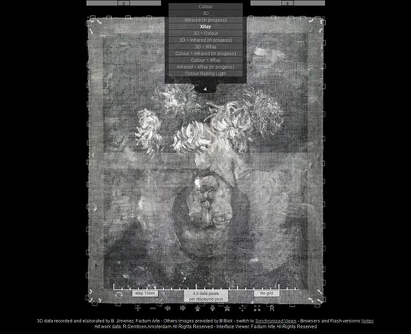 XRAYを選択するとX線での下絵が表示される(FACTUM arte内Webページより)