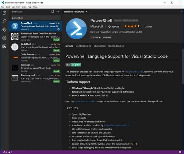 Visual Studio Code - PowerShell Extension - 資料: PowerShell Team提供
