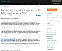 Microsoft<a href="https://azure.microsoft.com/en-us/blog/announcing-the-extension-of-azure-ip-advantage-to-azure-stack/" target="_blank">公式ブログ</a>