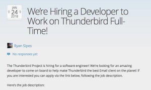 Mozilla、メールアプリ「Thunderbird」開発者を募集