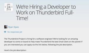 Mozilla、メールアプリ「Thunderbird」開発者を募集