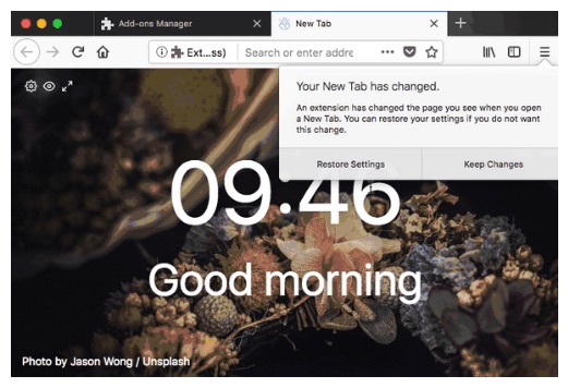 新規タブページの変更を知らせる通知 - 資料: Mozilla提供