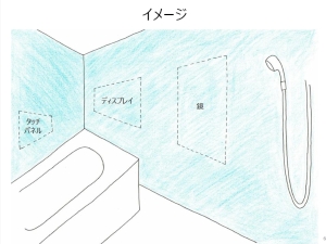 優秀賞 : 風呂場の鏡などをガラス内にフラットに埋め込み、清掃利便性などを高める「お掃除楽ちん! ガラストップ風呂壁」