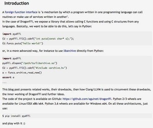 C言語を他の開発言語から使えるようにするDragonFFIとは?