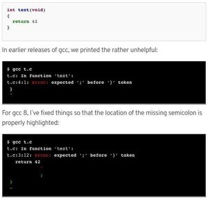 GCC 8、エラーメッセージのわかりやすさ向上