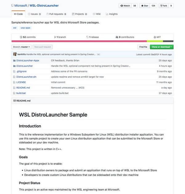 Microsoft / WSL-DistroLauncher｜GitHub.com