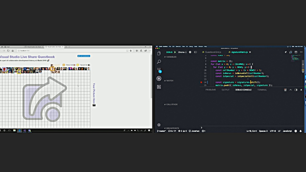 Visual Studio for Mac(右側)で動作していたWebアプリもポートを公開することで、Visual Studio Code(左側)が動作していたPCでも動作を確認できる