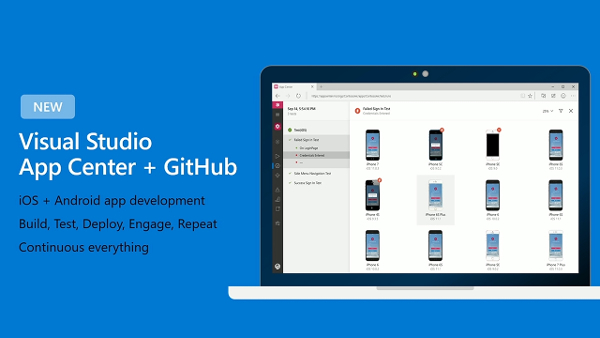 昨年秋に発表済みの「Visual Studio App Center + GitHub」