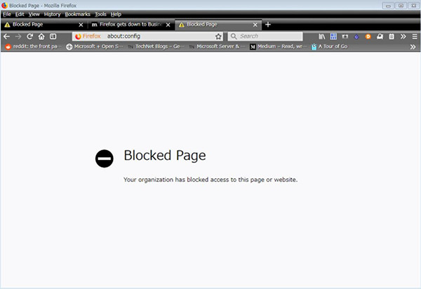 about:configを禁止するとブロックされた