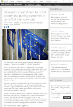 Microsoft’s commitment to GDPR, privacy and putting customers in control of their own data