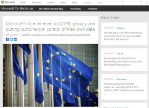 GDPR施行を控えデータプライバシー保護施策を前に進めるMicrosoft