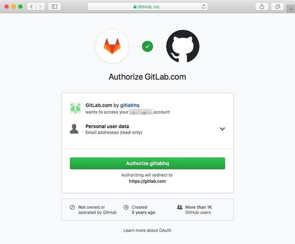 「Authorize gitlabhq」をクリック