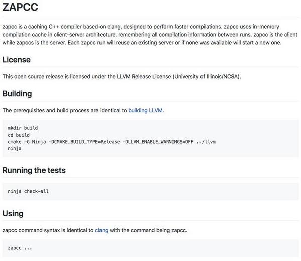 zapcc is a caching C++ compiler based on clang、designed to perform faster compilations