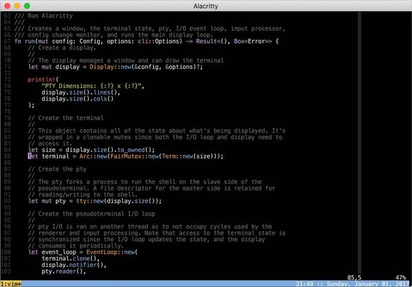 Alacritty実行サンプル - 資料: GitHub - jwilm/alacritty提供