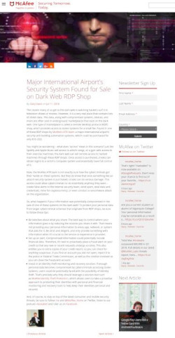 Major International Airport’s Security System Found for Sale on Dark Web RDP Shop
