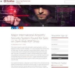 ダークWebのRDPショップで売買される国際空港のセキュリティシステム - McAfee