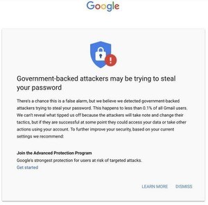 Google、政府支援のフィッシング攻撃に狙われているユーザーに警告