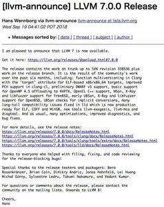 LLVM 7.0公開、新機能追加とパフォーマンス向上