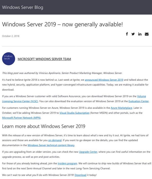 Windows Server 2019 – now generally available! - Windows Server Blog