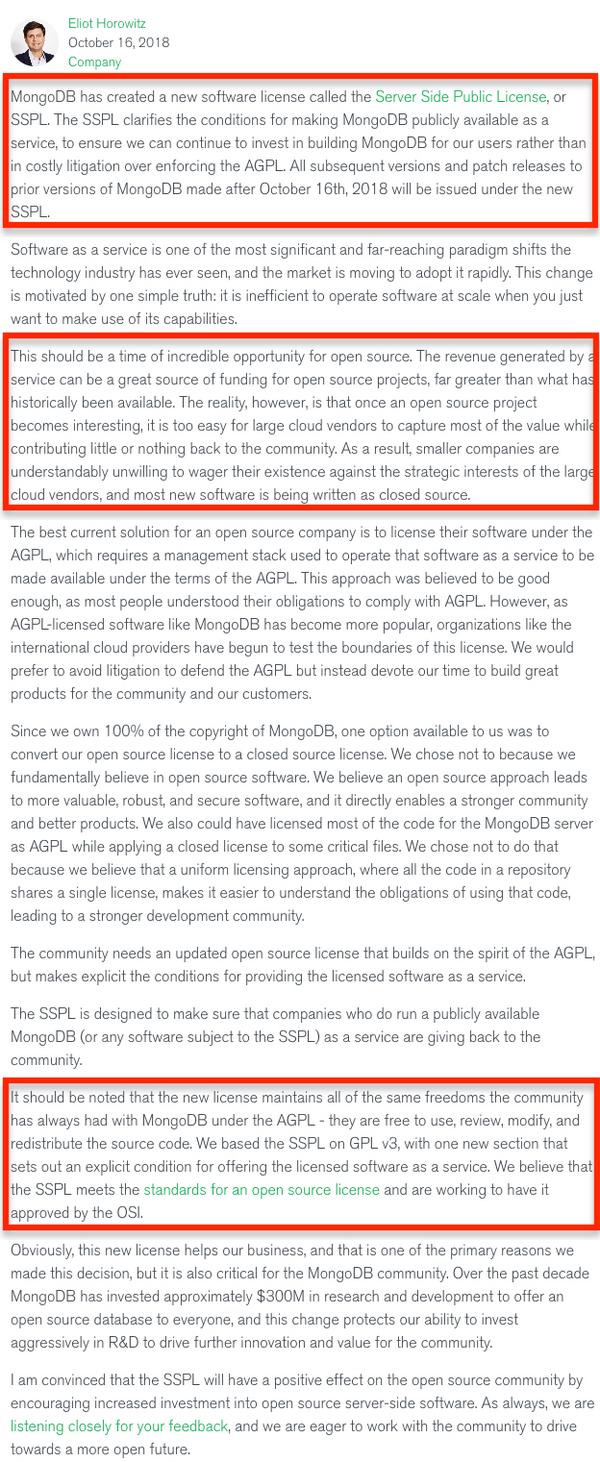 MongoDB now released under the Server Side Public License｜MongoDB