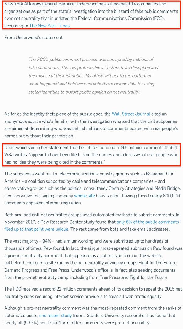 Up to 9.5 million net neutrality comments were fake – Naked Security