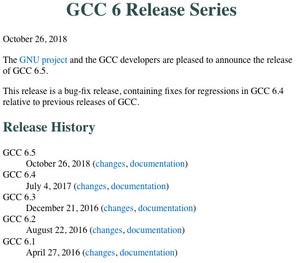GCC 6.5リリース、6系はこれで最後
