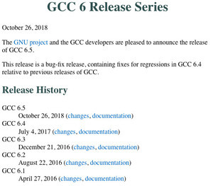 GCC 6.5リリース、6系はこれで最後