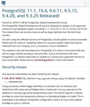 PostgreSQL、脆弱性修正版公開 - 9.3系はEoL