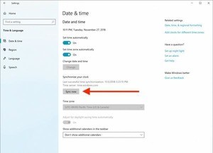 Windows 10 Build 18290、時刻同期ボタン追加