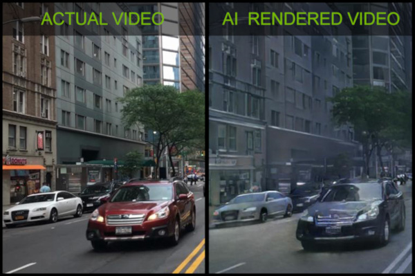 向かって左が実際の動画。右がAIでのレンダリング<a href="https://news.developer.nvidia.com/nvidia-invents-ai-interactive-graphics/" target="_blank">同社資料</a>より