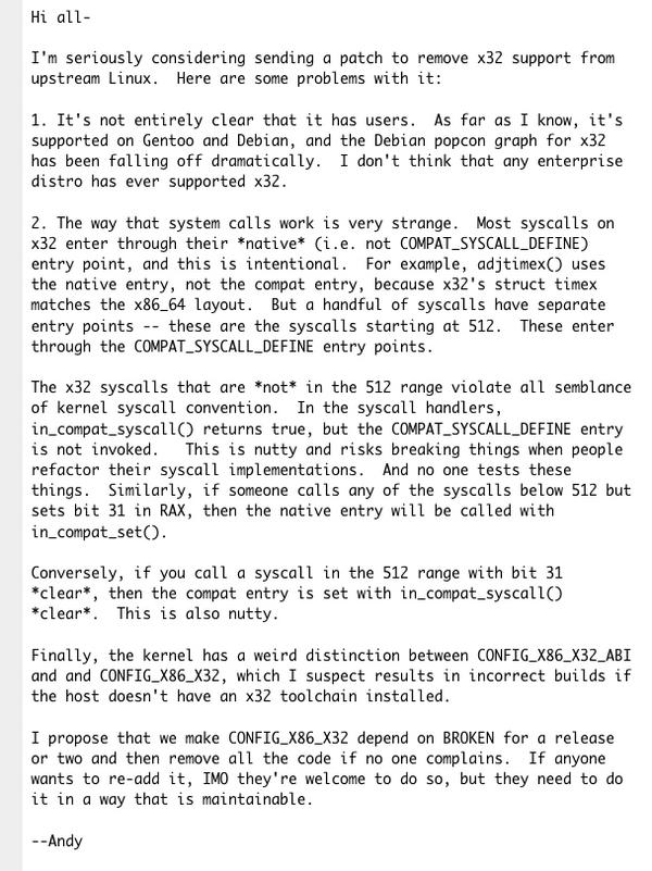Can we drop upstream Linux x32 support?