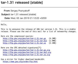 GNU tar 1.31登場、圧縮アルゴリズム「Zstandard」に対応