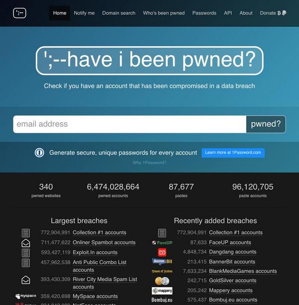 Have I Been Pwned: Check if your email has been compromised in a data breach