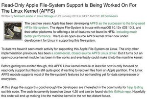 LinuxでAppleファイルシステムのサポートへ向けた機能開発中