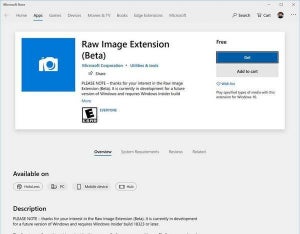 Windows 10 Build 18323、RAW画像を扱えるように変更
