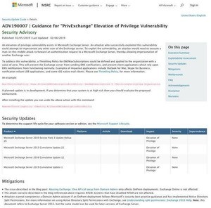 MS Exchange Serverに脆弱性、アップデート提供まで回避策を