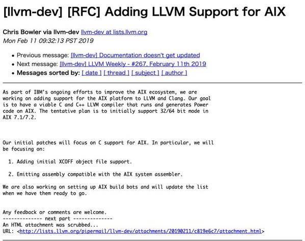 [llvm-dev] [RFC] Adding LLVM Support for AIX