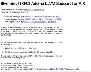 IBM、LLVMのAIXサポート追加に取り組み中