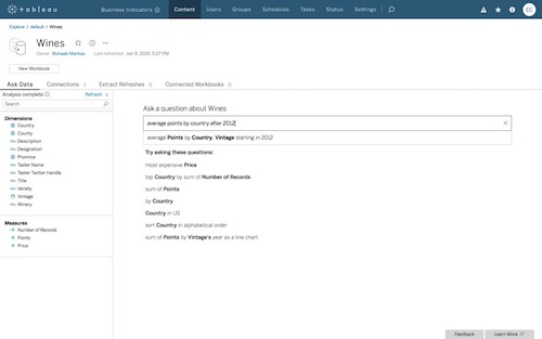 自然言語処理の新機能「データに聞く(Ask Data)」